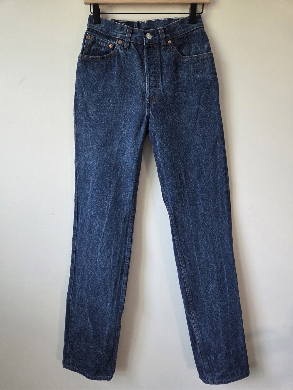 Vintage Levis 1985 501s Dark Stone Wash Button Fly Jeans Womens Size 9